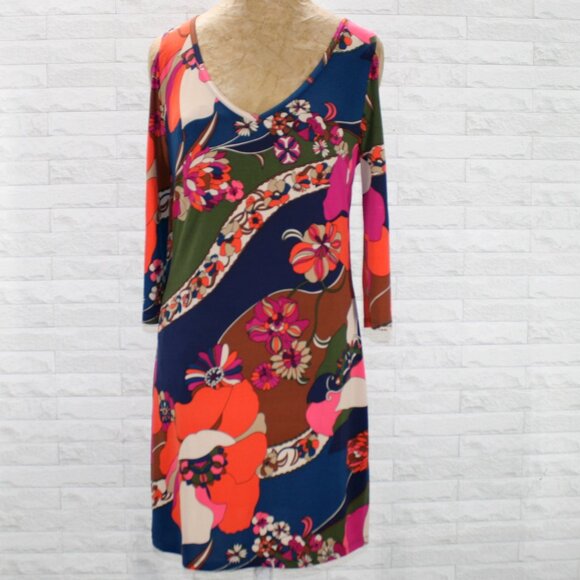 TRINA TURK Dress Mini Bodycon Abstract Floral Tropical Resort Party Sheath Small - Picture 1 of 14